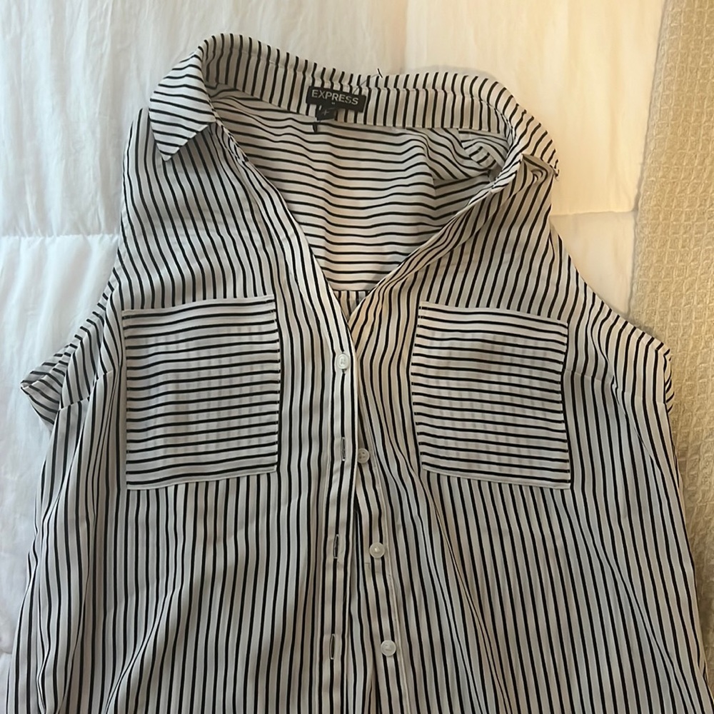 Express striped sleeveless button down